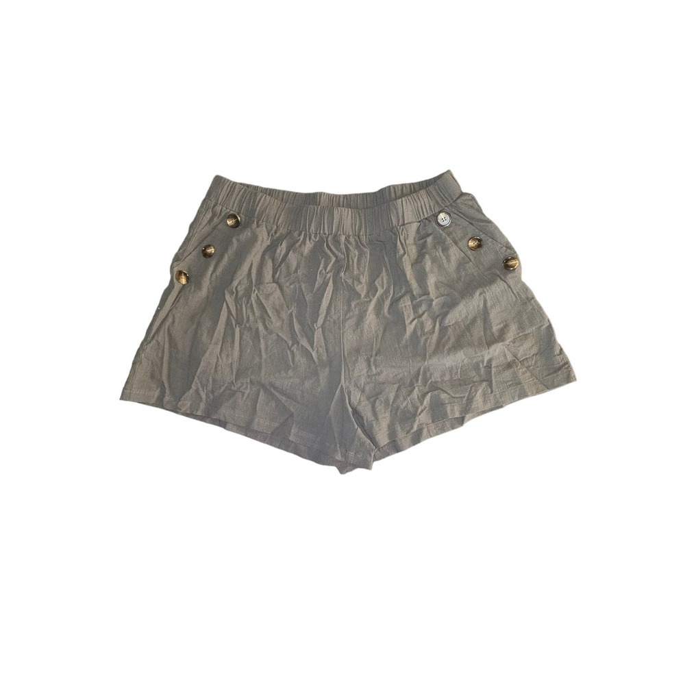 Bloomchic Olive Green Button Detail Shorts